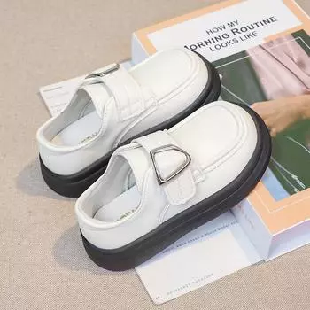 2024 Детские кожаные туфли для девочек, осень, новая мода, корейский стиль, мягкая подошва, нескользящая, универсальная обувь принцессы Мэри Джейн 26 бежевый