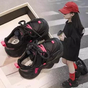 2024 Детские кроссовки для девочек, осень, новая мода, корейский стиль, мягкие, удобные, повседневные, универсальные, сохраняющие тепло, хлопковые, шикарные туфли 26 бежевый