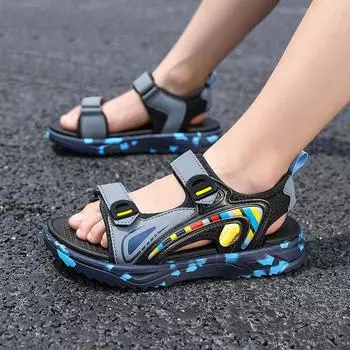 2024 Детские сандалии Мужская пляжная обувь Новые спортивные сандалии для мальчиков Модная дышащая обувь для активного отдыха для больших детей 28