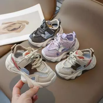 2024 Детские спортивные сандалии Новые летние детские сандалии для девочек Модные повседневные школьные беговые туфли с вырезами Дышащие 21 серый