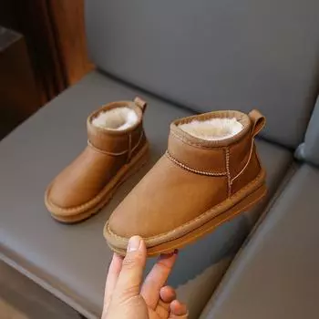 2024 Детские теплые зимние ботинки для девочек и мальчиков. Зимняя новая мода. Мягкие удобные нескользящие повседневные универсальные шикарные ботинки. 26 чёрный