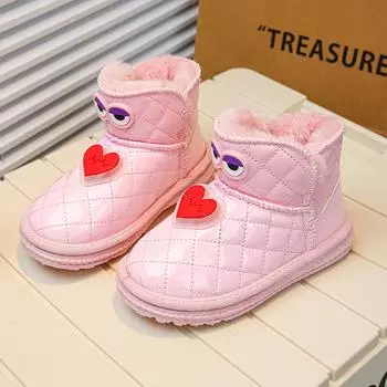 2024 Детские зимние ботинки осень-зима мягкая подошва для мальчиков и девочек хлопковая обувь большой размер 25-36 25 чёрный