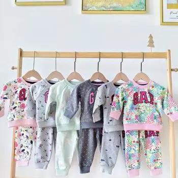 2024 Детский комплект из 2 предметов: топ с длинными рукавами и шаровары с мультяшным принтом 6-12 Months
