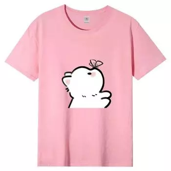 2024 Девушка Женщины Мультфильм Футболка Милые Футболки Хлопок Короткий Рукав Принт Топы XS