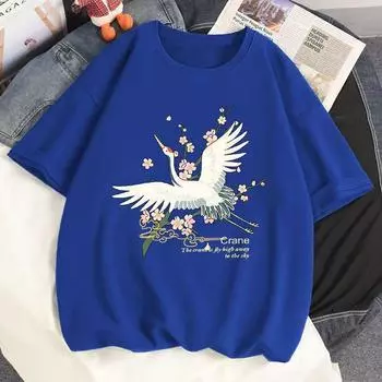 2024 Девушка Женщины Мультфильм Футболка Милые Футболки Хлопок Короткий Рукав Принт Топы XS