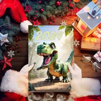 2024 Динозавр Буква Адвент Календарь Рождественский Отсчет Украшение Набор 24-дневный Акрил 2D Подвесной