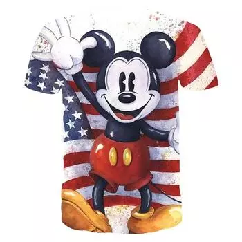 2024 Disney Minnie Mickey Mouse 3D Print T Shirt Men Women Streetwear Short Sleeve Casual Boys Girls Clothing Tops 100 cm