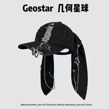 2024 дизайн y2k пустошь ветер кроличьи уши джинсовая дырка бейсболка детская личность уличная кепка прилив чёрный