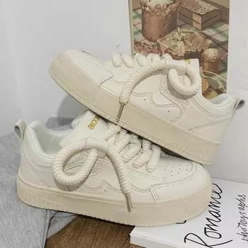 2024 Дизайнерская спортивная обувь на платформе Женская спортивная обувь для бега Женская обувь для ходьбы на платформе Повседневная обувь без застежек из вулканизированной стали 35 бежевый