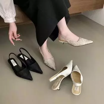 2024 Дизайнерские летние женские мюли-тапочки 2024 Элегантные туфли-слайды на толстом каблуке Женские удобные сандалии с квадратным носком 35 бежевый