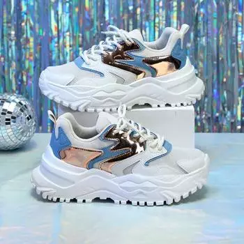 2024 Дизайнерские массивные кроссовки Женские туфли на платформе Модные дышащие женские кроссовки с увеличенной высотой и толстой подошвой 36 розовый