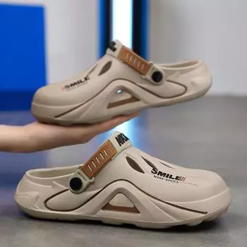 2024 Дизайнерские мужские летние сандалии Сабо Домашние тапочки на платформе для сада Повседневные шлепанцы Мягкая подошва Легкие пляжные тапочки 39-40 чёрный