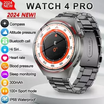 2024 для Watch Pro Smart Watch Men GPS Tracking AMOLED 360*360 HD экран Bluetooth Call Sports Smart Watch Silicone band чёрный