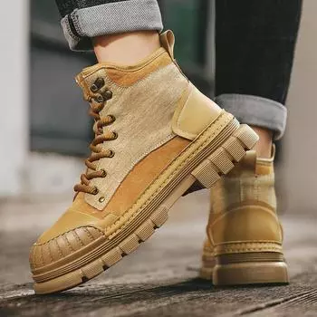 2024 Douyin live broadcast hot-selling large-size outdoor Martin boots autumn new velvet thickened thick-soled tooling boots 38 золотой