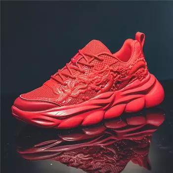 2024 Dragon year natal year ultra-light men s sports shoes three-dimensional flying knitting TPU luminous national tide live broadcast men s shoes 39
