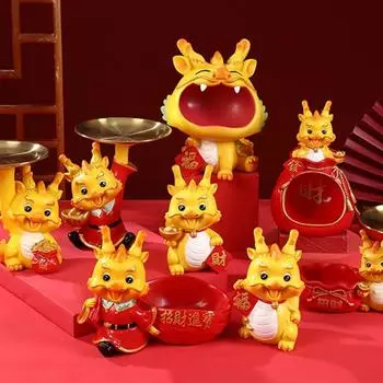 2024 Дракон Декоративный держатель для монет Настольный держатель для ключей Смоляная коробка для монет в виде животных для удачи и сбережений Домашний декор