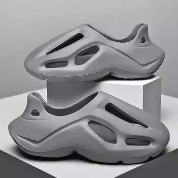 2024 дырявые туфли мужские летние уличные тапочки с сумкой на голову туфли на платформе пляжная обувь наступая на дерьмо ощущение спортивные сандалии 38-39 белый