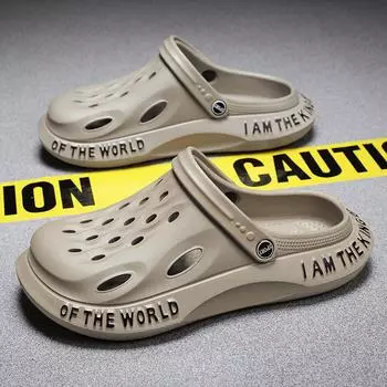 2024 дырявые туфли мужские повседневные тапочки-мешки летние легкие классные тапочки болотные сандалии мужская пляжная обувь 39 серый