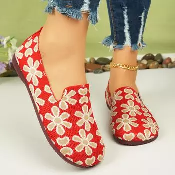 2024 дышащая сетчатая неглубокая женская обувь на плоской подошве с мягкой подошвой трикотажные балетки женские повседневные удобные туфли без застежек для женщин 36 чёрный