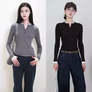 2024 Early Autumn Gray Women s Slim Fine Wool Pullover Sweater 6/M коричневый
