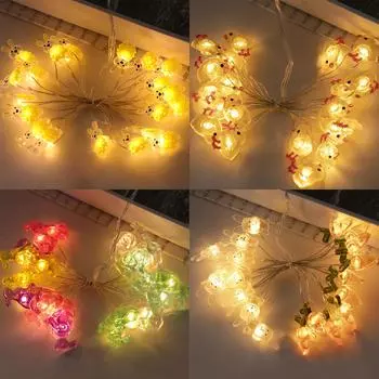 2024 Easter Decorations for Home Rabbit Led String Light Bunny Easter Eggs Light Kids Easter Gift Happy Easter Party Favor Decor
