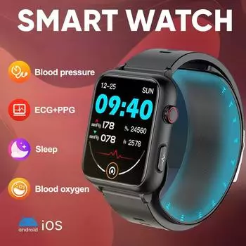 2024 ECG+PPG Точное определение артериального давления Смарт-часы Мужские Женские Воздушный насос Подушка безопасности Частота сердечных сокращений Температура тела Здоровье Смарт-часы красный