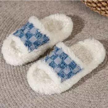 2024 European and American Slippers Women Cute Autumn and Winter Household Soft Sole Thickened and Warm Plush Cotton Slippers 36