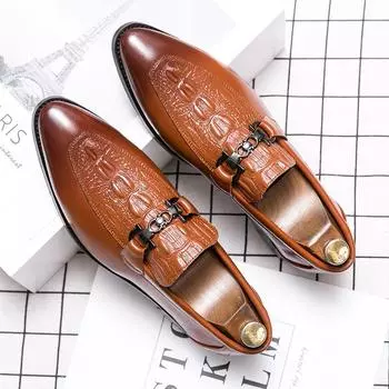 2024 European and American spring embossed large size casual leather shoes outdoor business handmade leather shoes overalls men s shoes 38 чёрный
