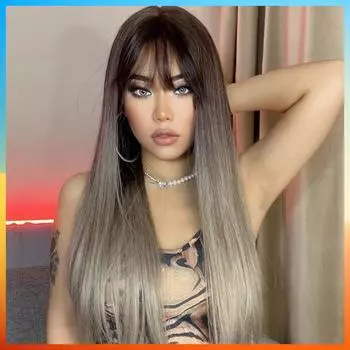 2024 Европейская мода длинный прямой парик для женщин HW912
