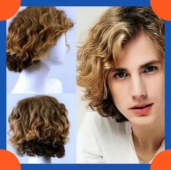 2025 Европейская мода короткий кудрявый парик для мужчин HW780