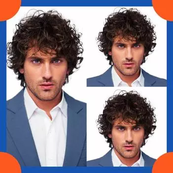 2025 Европейская мода короткий кудрявый парик для мужчин HW770