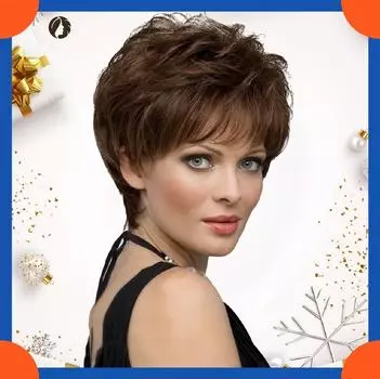 2025 Европейский модный короткий парик для женщин HW905 коричневый