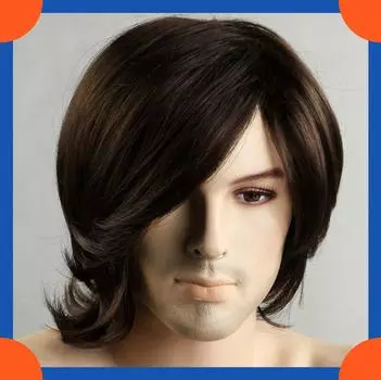 2025 Европейский модный короткий прямой парик для мужчин HW840 коричневый