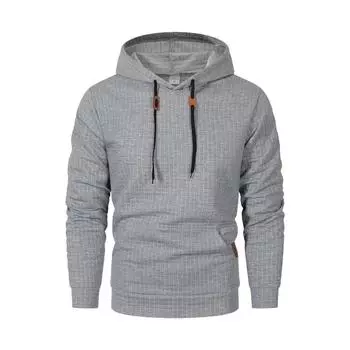 2024 Европейская мужская стеганая жаккардовая клетчатая хлопковая толстовка с длинными рукавами и капюшоном M белый