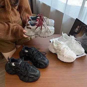 2024 Европейская версия модной обуви для папы, универсальная повседневная спортивная обувь, сетчатая толстая подошва, увеличивающая рост, женская обувь, тренд 35