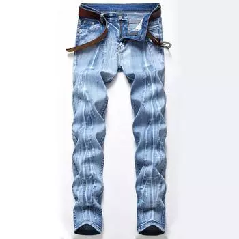 2024 европейские и американские новые эластичные светлые джинсы прямые брюки-трубы ностальгические полированные белые мужские брюки 28