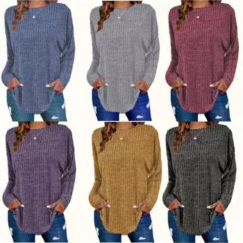 2024 Европейский-Американский TEMU Большой Размер Женский Повседневный Однотонный Ребристый Трикотажный Топ XXL хаки