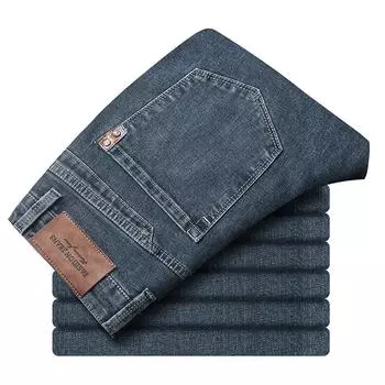 2024 Европейский и американский стиль осень новые повседневные тонкие брюки средней талии длинные джинсовые микроэластичные деловые брюки больших размеров стираные брюки для мужчин 28