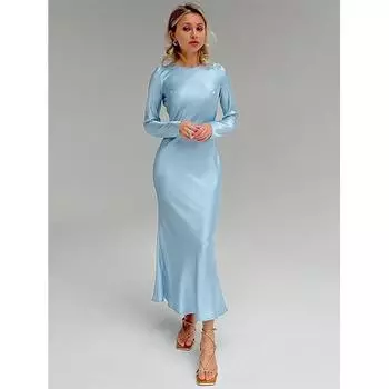 2024 европейское и американское новое облегающее однотонное атласное легкое роскошное элегантное платье с длинными рукавами