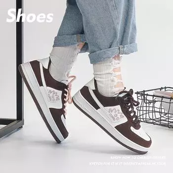 2024 Fashion Board Shoes Men s Thick Sole Casual Shoes Breathable Couple Korean Edition Sports Shoes Outdoor Running Shoes 36 бежевый