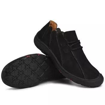 2024 Fashion Casual Shoes Mens All-match Low Cut Business Moccasins Comfy Suede Leather Loafers Footwear Outdoor Driving Shoes 38 чёрный