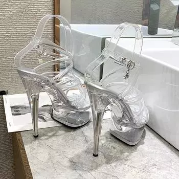 2024 модные европейские и американские туфли на тонком каблуке с острым носком, прозрачные водонепроницаемые, для свадьбы, на высоком каблуке, женские повседневные модные туфли 34 серебряный