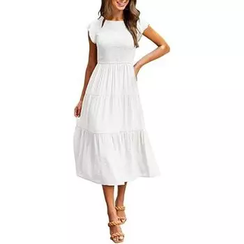 2024 Fashion Export Dress Short-Sleeve One-Piece Dress for Women Dress Women s Short-Sleeve Dress White M