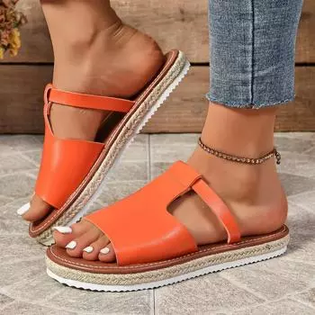 2024 Fashion Hot Selling Women s Slippers High Quality Summer Outerwear Versatile Casual Beach Women s Shoes Zapatillas Mujer 36 оранжевый