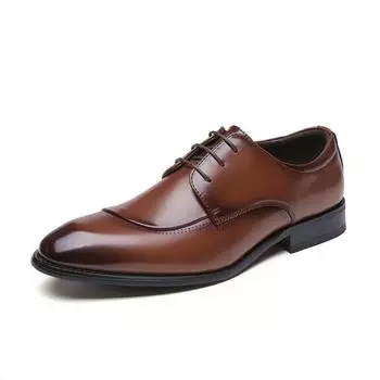 2024 Fashion Men Leather Shoes Fashion Business Casual Shoes Wedding Party Shoes Designer Lace Up Derbies Shoes Japanese Style 39 чёрный