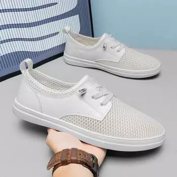 2024 Модная мужская сетчатая летняя дышащая повседневная обувь на шнуровке Брендовая мужская удобная и нескользящая спортивная повседневная обувь 37 коричневый