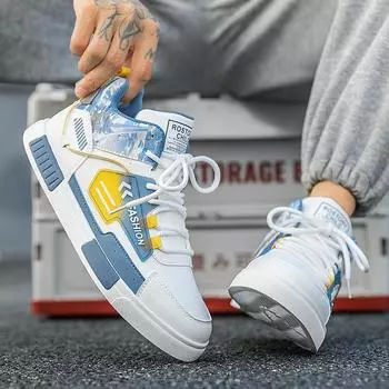 2024 Fashion Men s Trending High Top Skateboarding Shoes Male Casual Cool Street Style Shoes Sneakers for Teens 39 чёрный