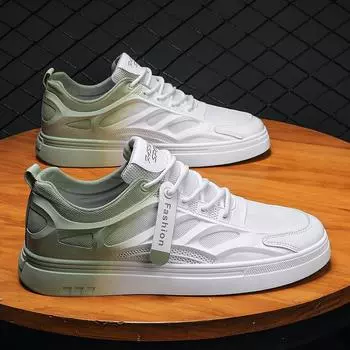 2024 Fashion Men Sneakers Spring Men Sneakers Men Vulcanize Shoes White All-match Shoes Male Flats Lace-up Platform Tennis Shoes 39 серый