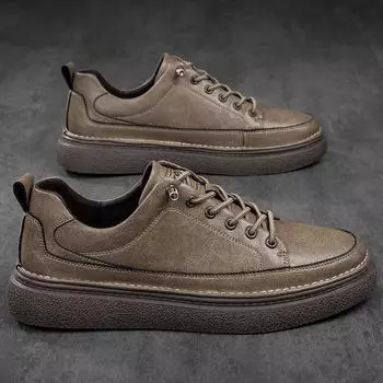 2024 мода новое поступление мужская повседневная обувь высокое качество шнуровка скейт обувь мужская натуральная кожа противоскользящая мужская вулканизированная обувь 37