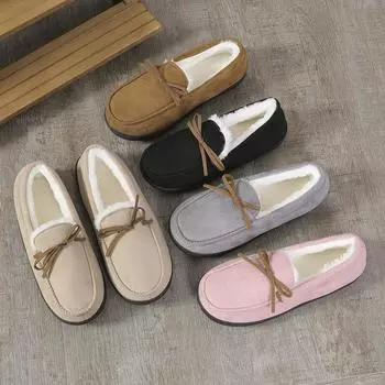 2024 Fashion new autumn and winter warm casual cotton shoes round toe full cover home wear cotton shoes 36-37fit22.5cm чёрный
